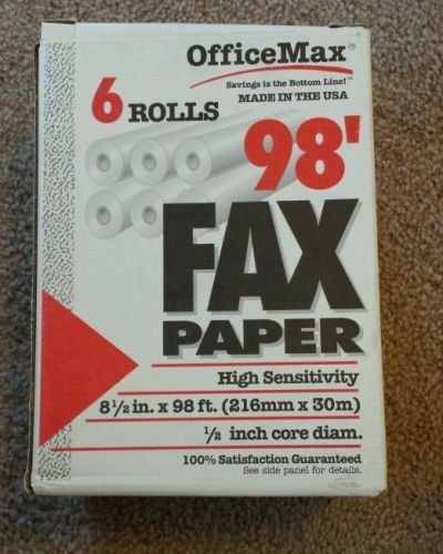 Office Max High Sensitivity Fax Paper 2 Rolls 8 1/2&#034; x 98&#039; 1/2&#034; Core Diameter