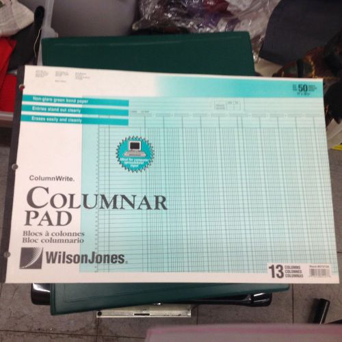 VINTAGE WILSON JONES COLUMNAR PAD 13 COLUMNS NON-GLARE GREEN BOND PAPER