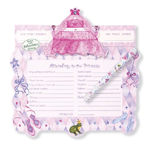 Stationery Babysitter Notepads, Pink Princess Paper