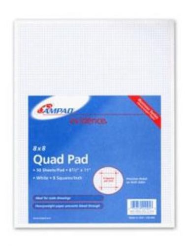 Ampad quadrille pad 8-1/2&#039;&#039; x 11&#039;&#039; white 8&#039;&#039; x 8&#039;&#039; 20lb bond 50 sheets for sale