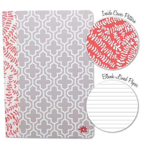 Floral Quatrefoil Fashion Notebook Journal Blank Lined Composition Notebook 7&#034; x
