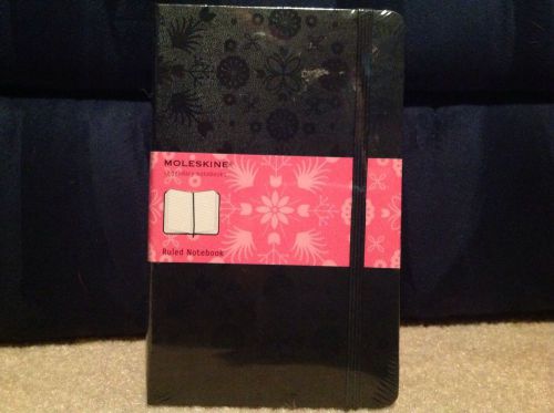 Moleskin Ruled Notebook 5x8.25 Black Flower Pattern