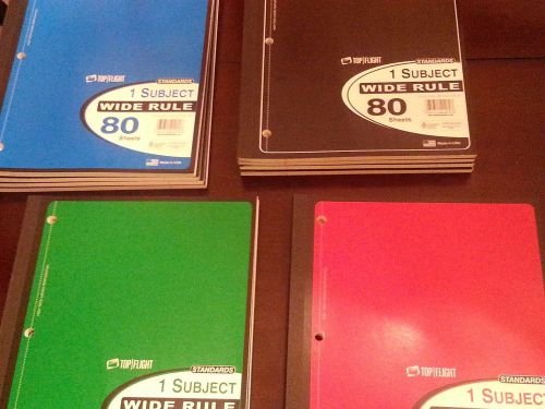 12 top flight standards 1 subject notebook 80 sheets perforated 3hole punched fs for sale