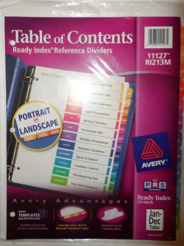 Avery Ready Index Table Of Contents Dividers Jan-Dec
