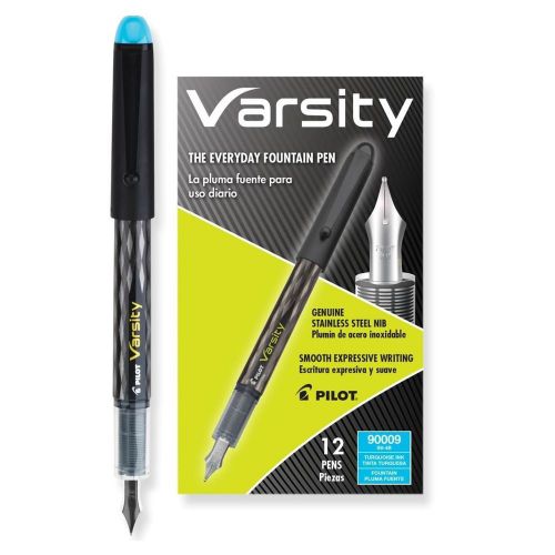 Pilot SV-4B Varsity Fountain Pen, Disposable, Turquoise (PIL 90009) - 12/pk