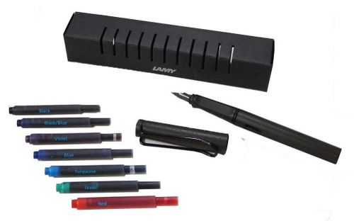 Lamy Fine Charcoal (L17F) Fountain Pen Advanced Set -  All Color Ink Cartridges