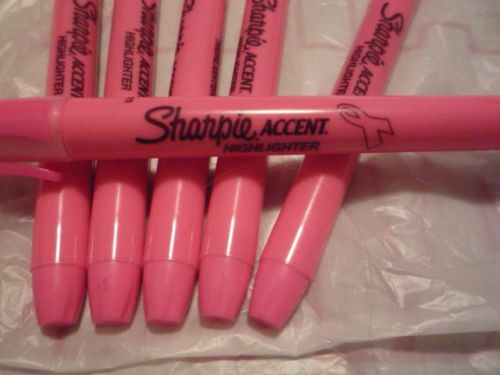 6 pc Sharpie Pink Accent Highlighters Set * Chisel point * Breast Cancer Ribbon