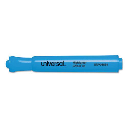 Universal Desk Highlighter, Chisel Tip, Fluorescent Blue, 12/Pk, DZ - UNV08864