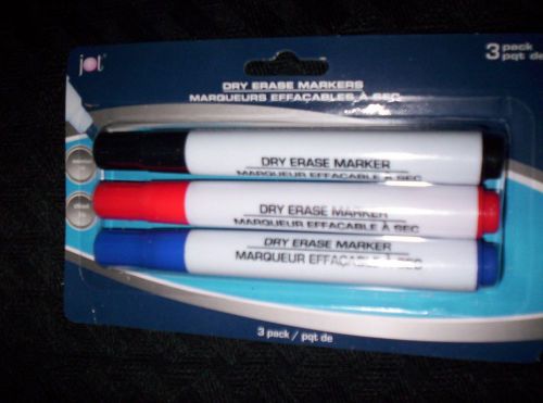 &#034;JOT &#034;3 PACK OF DRY ERASE MARKERS - BLACK, RED, BLUE! GREAT 4 OFFICE OR HOME!