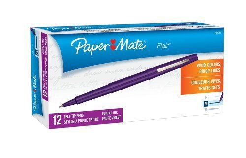 New paper mate 8450152 flair porous felt tip pens, medium point, purple, 12-pack for sale