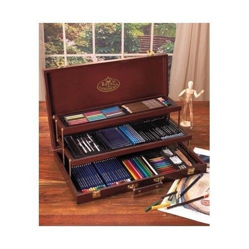 Drawing sketching chest art artist charcoal pencils royal langnickel wood case for sale