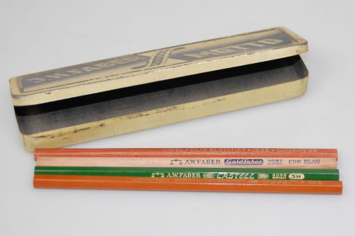 J.H. Faber Castell Motto 4 Bleistifte Metallbox Metall Box rar Vintage rar 50er