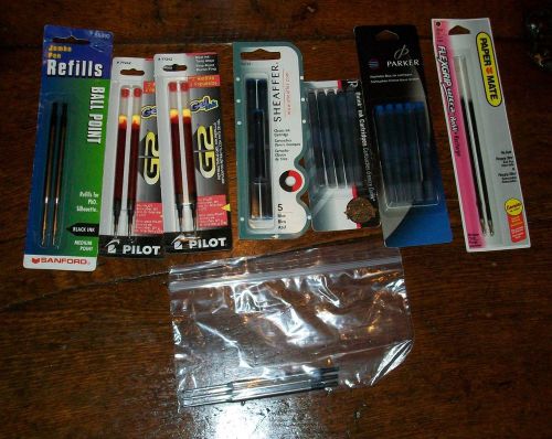 Lot of 7 packages of ink cartridge refills: Sheaffer, Parker, Pilot and more