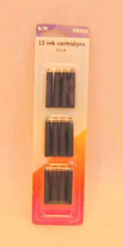 A &amp; W STRATOS 12 Pieces INK CARTRIGES BLACK REFILL FOUNTAIN PEN MADE IN GERMANY