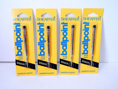 4 SHEAFFER ballpoint pen refills BLACK INK MEDIUM point FOUR cartridges  USA!