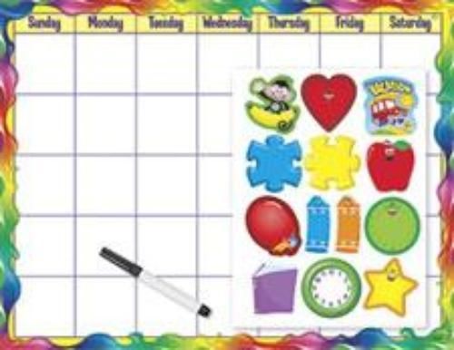 Trend Rainbow Gel Monthly Calendar (Cling Accents) Wipe-Off Kit