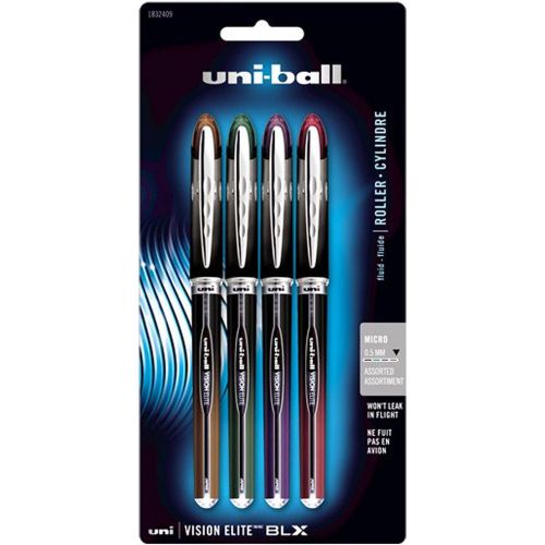 4 uniball vision elite blx rollerball pens micro 0.5mm four colors for sale