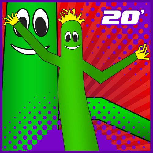 20&#039; tall inflatable sky dancer dancing tube guy air puppet green for sale