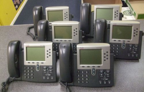 Lot (6) Cisco CP-7960G 7960 Series IP Business Phones w/ Handsets Stands  4S