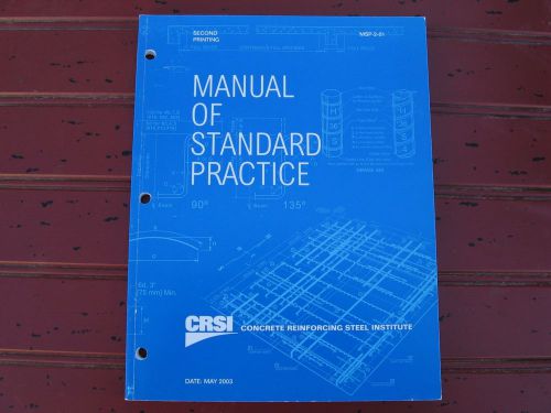 Crsi manual of standard practice 2nd printing msp-2-01 (paperback) for sale