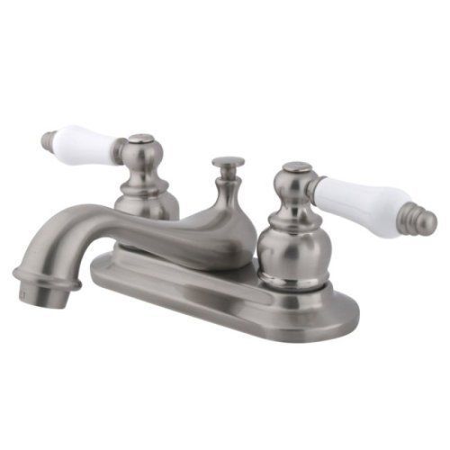 Kingston brass kb608pl restoration 4-inch centerset lavatory faucet with porcela for sale