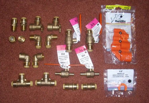 14 pc lot of new 1/2 inch sharkbite plumbing fittings plus 4 valves &amp; tools for sale