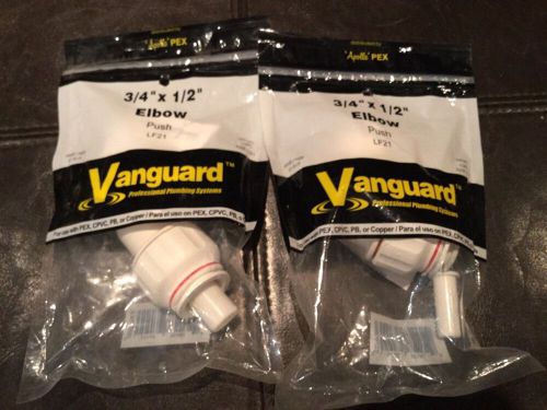 2 apollo pex vanguard 90° 3/4&#034; x 1/2&#034; elbow fitting lf21 push pex/cpvc/pb/copper for sale