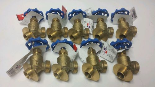 New american valve m74s 1/2&#034; brass sillcock solder 3/4&#034; hose end lot of 9 for sale