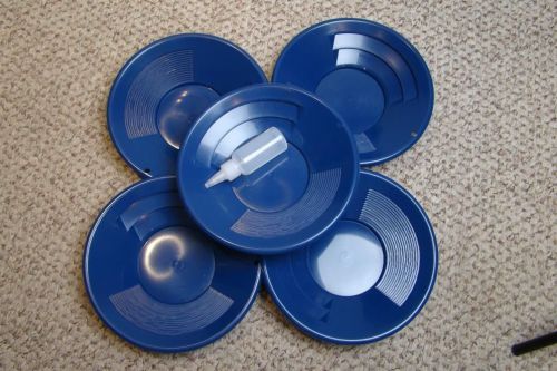 Lot of 25 - 10&#034; blue gold pans w/ bottle snuffer-panning kit-mining for sale