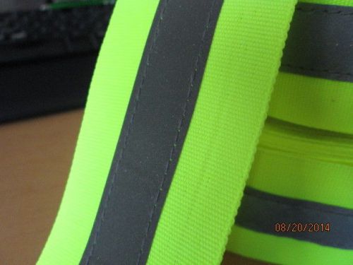Heavy duty, real fabric, reflective tape 2&#034; sew-on lime yellow, 5 yds lot, free for sale