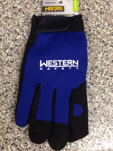 Mechanics Gloves Large Black/ Blue Western Safety Brand New