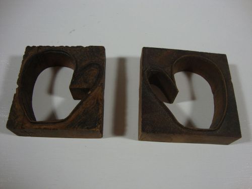 2 Antique Printing Block Boxing Gloves Wood  Stamp