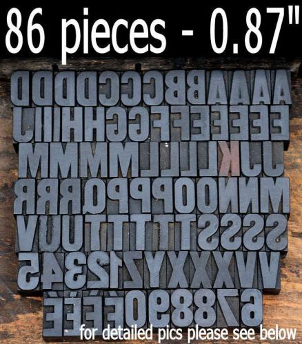 letterpress wood printing blocks 86 pcs 0.87&#034; tall alphabet type woodtype ABC