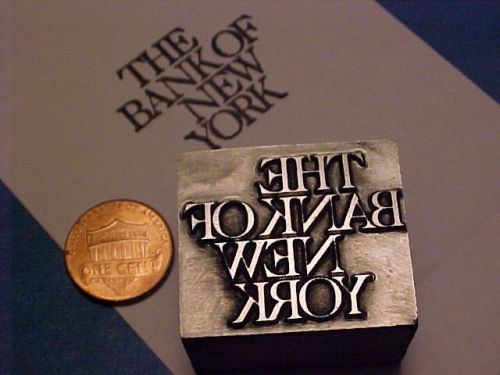 Letterpress printers block &#034;the bank of new york&#034; financial institution,est.1784 for sale