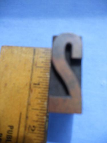 1 5/16&#034; x 1/2&#034; Wood Letterpress Printing Block Vintage ----- Number 2
