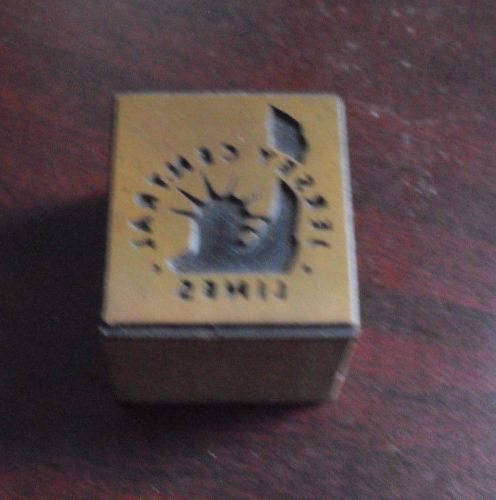 Vintage Wood &amp; Metal Printer Block Stamp - Jersey Central Lines