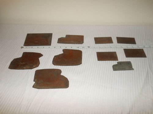 9 COPPER PRINTING PLATES - Some Advertising - Cars -