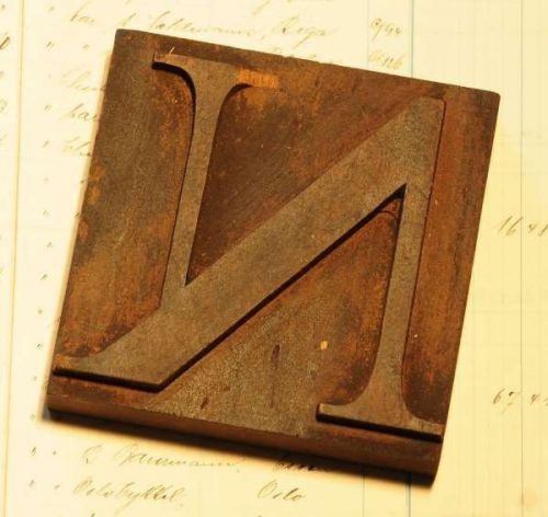 Letter: N  letterpress wood block printing type wooden font alphabet vintage old