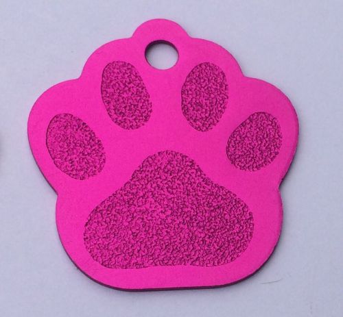 50 Hot Pink Paw Print Pet identification tags Anodized Aluminum Blank Wholesale