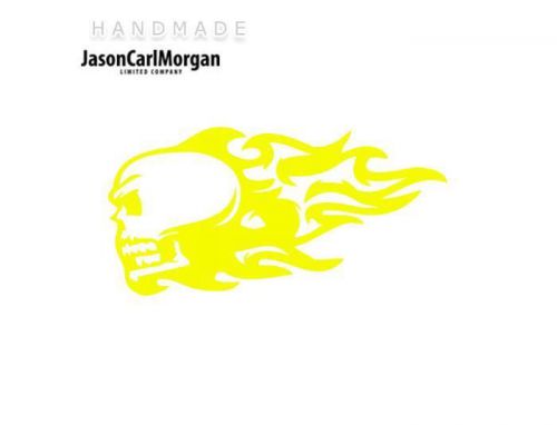 JCM® Iron On Applique Decal, Flaming Skull Neon Yellow