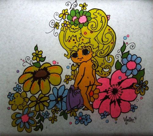 Lot of 12 Vintage 1970&#039;s VORTEX Day-Glo Heat Transfers ~ Naked Flower Fairy