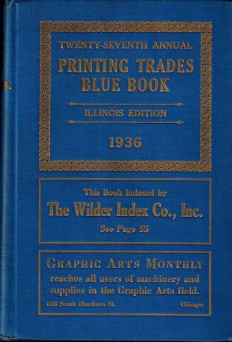 1936 Illinois Printing Trades Blue Book, Business Directory Printers Publishers