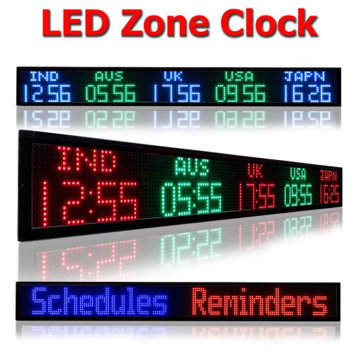 Led  world multi time zone clock 60 inch x 6 inch for sale