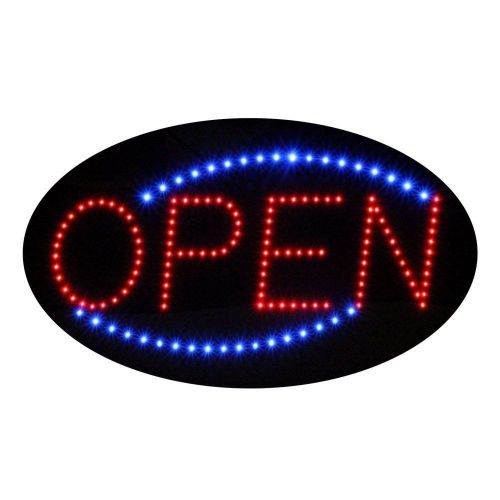 NEW Open LED Illuminated Red / Blue Sign With Animation &amp; Power