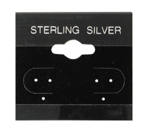 100Pc Black Sterling Silver Hanging 1.5&#034; x 1.5&#034; Earring Card Lip Jewelry Display