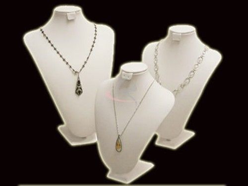 3 Necklace stands White PU leather Earrings Jewelry Display #JW-WH-A5+A4+A3