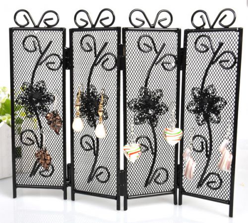Metal screen 4-layer multi-earring jewelry display holder one black for sale