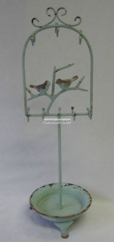 French Provincial Style Jewellery Holder With Birds Aged Verdigris &amp; Rust Finish