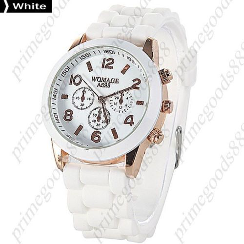 Unisex Quartz Wrist Watch with Round Case in White Free Shipping WristWatch