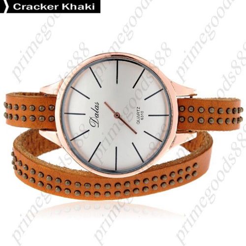 Synthetic Leather Strap Quartz Wrist Lady Ladies Quartz Wristwatch Women&#039;s Khaki